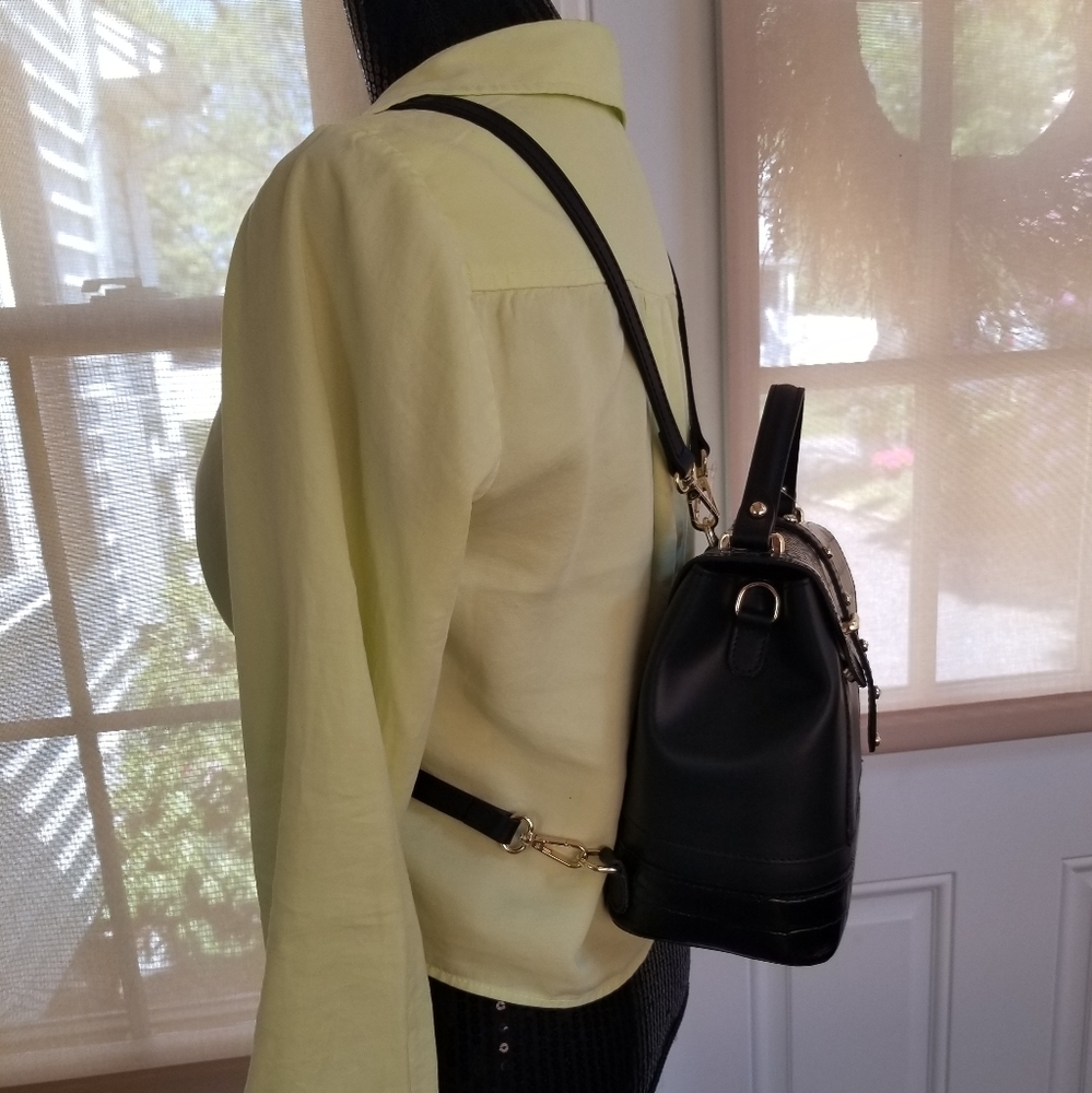 NWT House of harlow 1960 Crystal Studded Black Backpack Shoulder Handbag - Picture 6 of 14